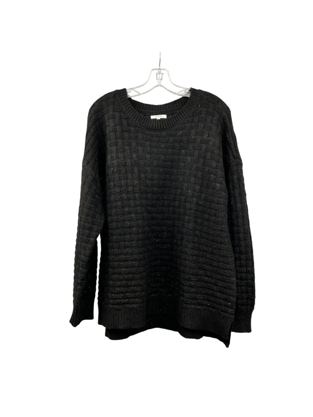 Maurices Womens Waffle Knit Glitter Sweater Long Sleeve Black/Silver Size XL
